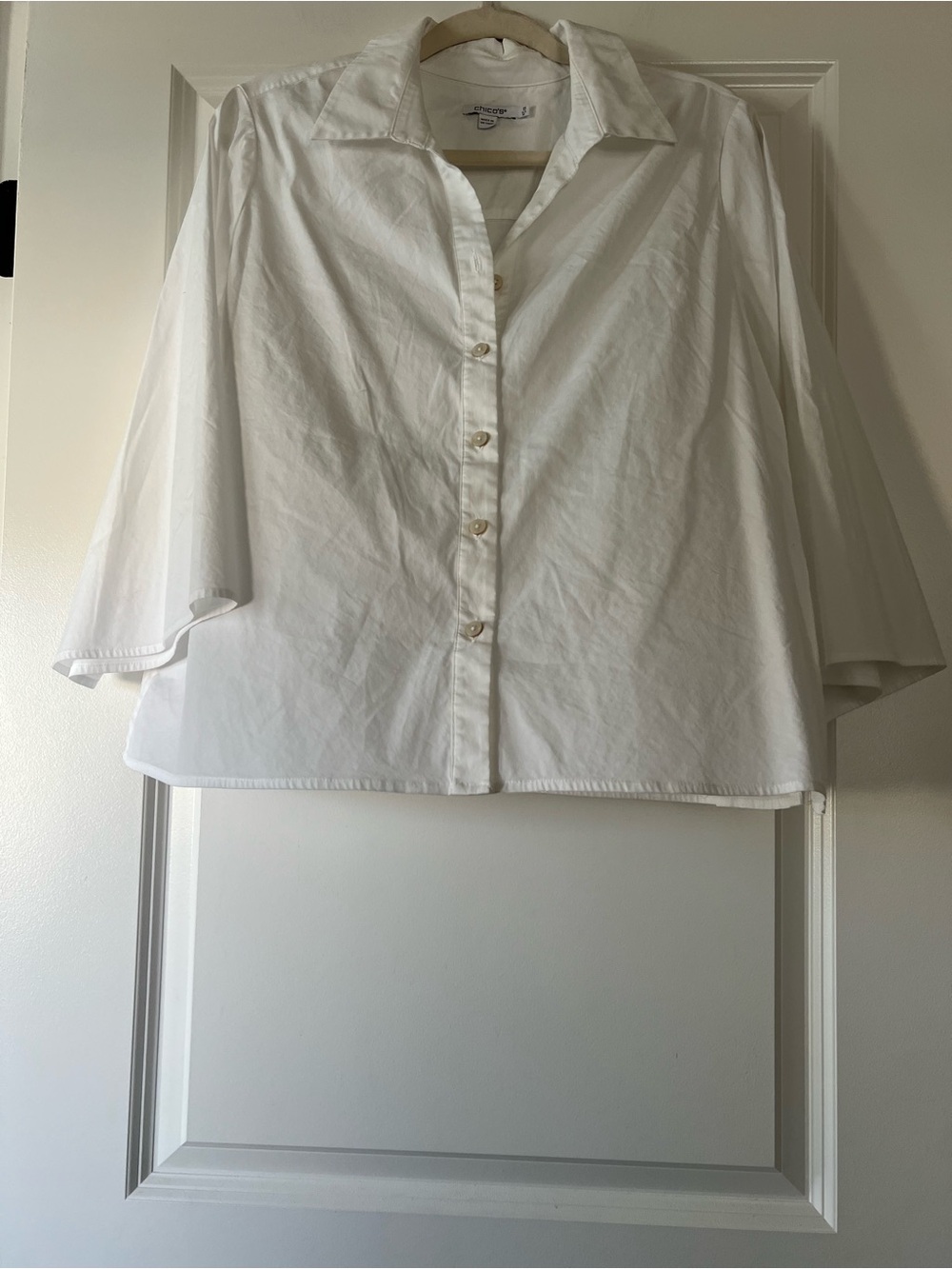 Chico's White Bell-Sleeve Button-Front Blouse